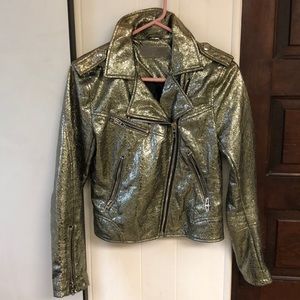 BLANKNYC gold biker jacket size small